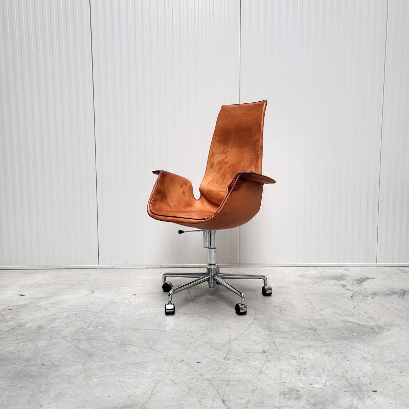 Early Fabricius & Kastholm Tulip Bird Office Chair by Alred Kill Cognac
